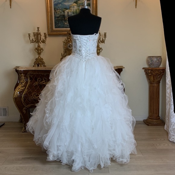 Women’s formal rhinestone Quinceanera ball gown pageant wedding prom dress - Picture 4 of 6